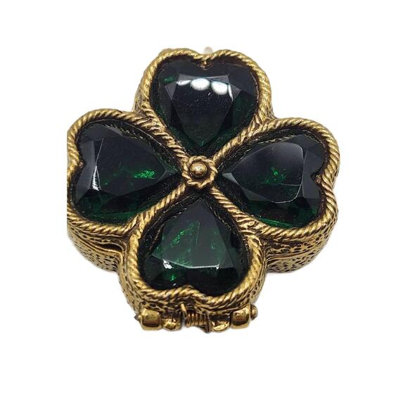 Vintage Clover Shamrock Pill Box Pendant - Picture 7 of 11